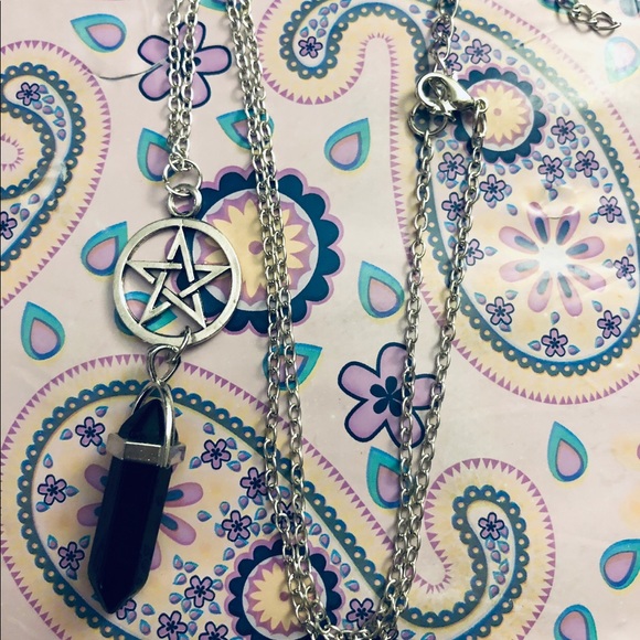 Pentagram Star Necklace Black Onyx Crystal Energy - Picture 2 of 8